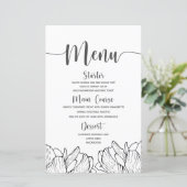 Menu de mariage simple floral moderne (Debout devant)