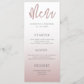 Menu de mariage simple moderne or rose (Devant)