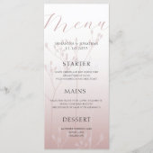 Menu de mariage simple moderne or rose pour dîner (Devant)