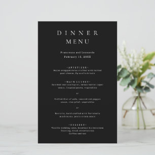Menu de mariage simple noir classique