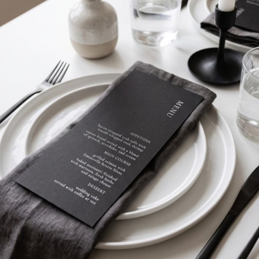 Menu de mariage simple noir et blanc