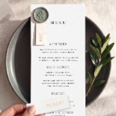 Menu de mariage simple noir et blanc neutre