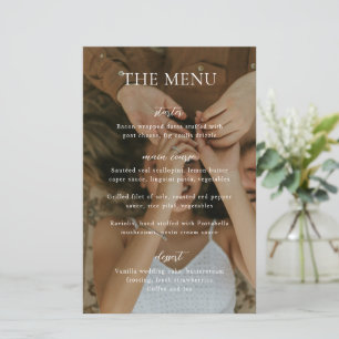 Menu de mariage simple photo noir et blanc moderne