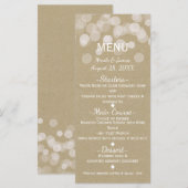 Menu de mariage simple rustique avec lumières en p (Devant / Derrière)