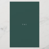 Menu de mariage simple vert émeraude classique (Dos)