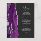 Menu de mariage sombre Agate argent Violet Budget (Devant)