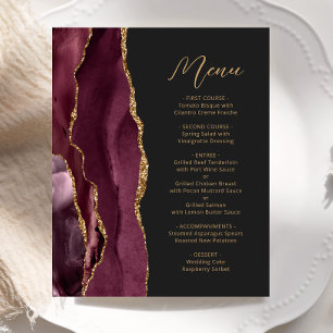 Menu de mariage sombre Bourgogne doré Agate pas ch