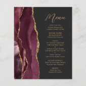 Menu de mariage sombre Bourgogne doré Agate pas ch (Devant)