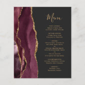 Menu de mariage sombre Burgundy Gold Agate (Devant)