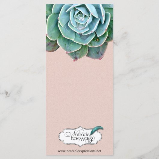 Menu de Mariage Succulent Blush (Dos)