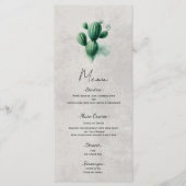 Menu de mariage sud-ouest Cactus Vert Aquarelle (Devant)