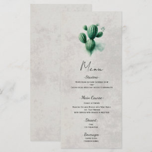 Menu de mariage sud-ouest Cactus Vert Aquarelle