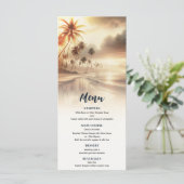 Menu de mariage sur la plage avec palmiers et couc (Debout devant)