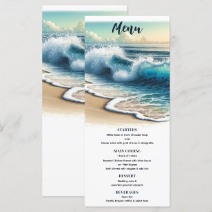 Menu de mariage sur la plage côtière avec des vagu