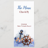 Menu de mariage sur la plage sur le thème nautique (Devant)