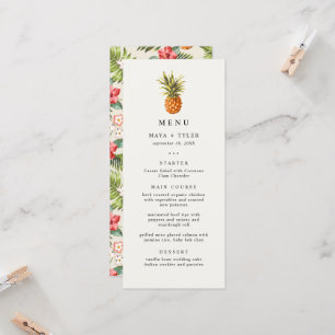 Menu de mariage sur le thème de l'ananas tropical