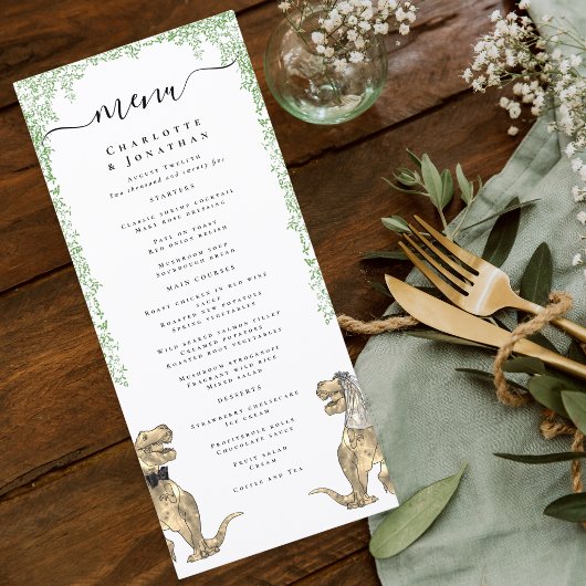 Menu de mariage sur le thème des dinosaures
