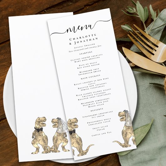 Menu de mariage sur le thème des dinosaures