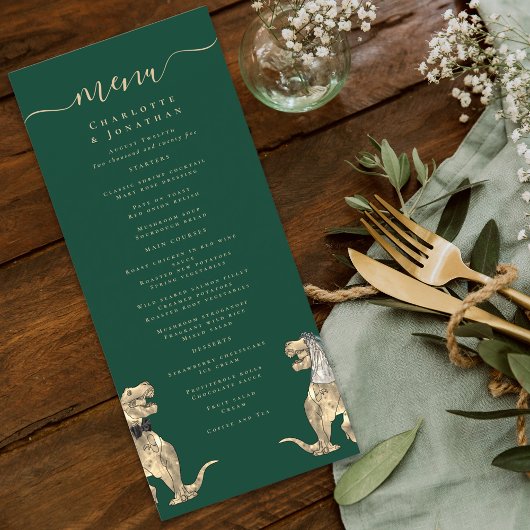 Menu de mariage sur le thème des dinosaures