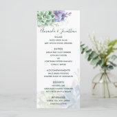 Menu de mariage sur les cactus succulents à l'aqua (Debout devant)