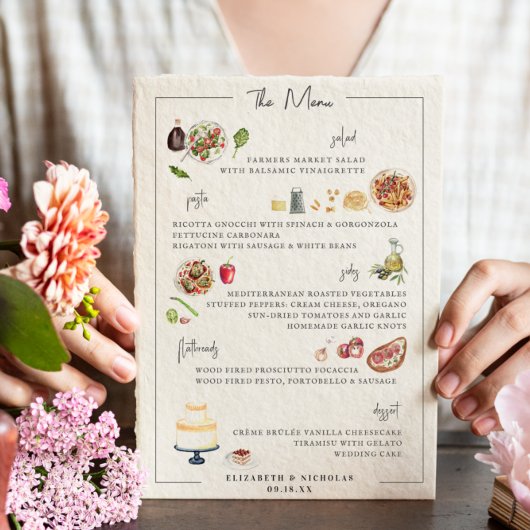 Menu de mariage sur mesure illustré