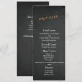 Menu de mariage tableau noir de Noël avec du houx (Devant / Derrière)