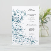 Menu de mariage Teal Birds and Swirls (Debout devant)