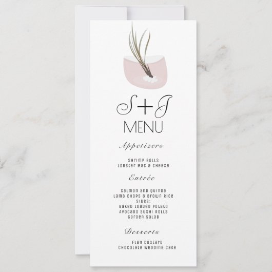 Menu de mariage terrarium de plante aérienne botan (Devant)