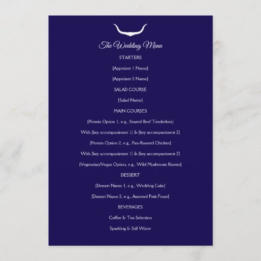Menu de mariage Texas Longhorn (Devant)