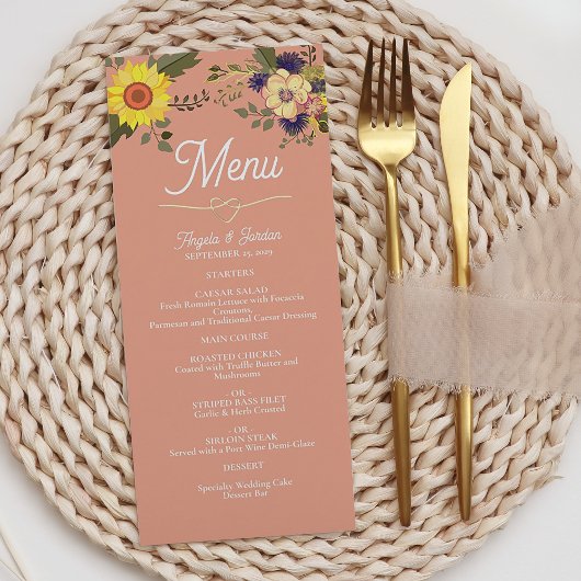 Menu de mariage Tournesol