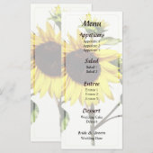 Menu de mariage Tournesol faisant une révérence (Devant / Derrière)