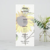 Menu de mariage Tournesol faisant une révérence (Debout devant)