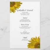 Menu de mariage Tournesol Jaune (Devant)