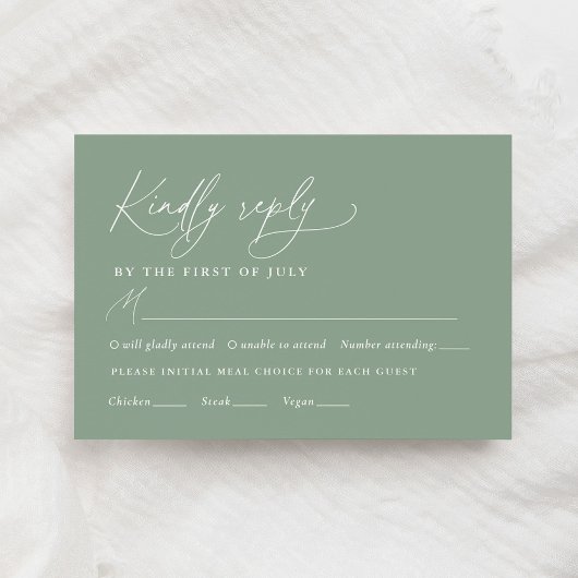 Menu de mariage tournesol vert sauge