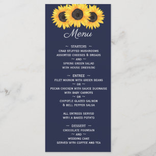 Menu de mariage Tournesols sur Fleurs Bleues