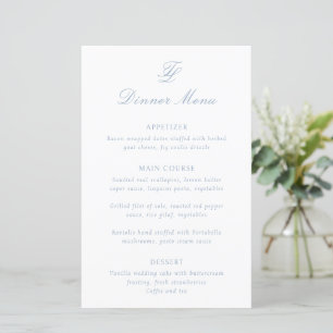 Menu de mariage traditionnel bleu poussiéreux élég