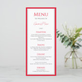 Menu de mariage traditionnel simple élégant Rouge  (Debout devant)