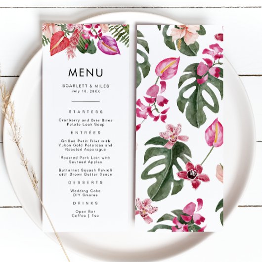 Menu de mariage tropical