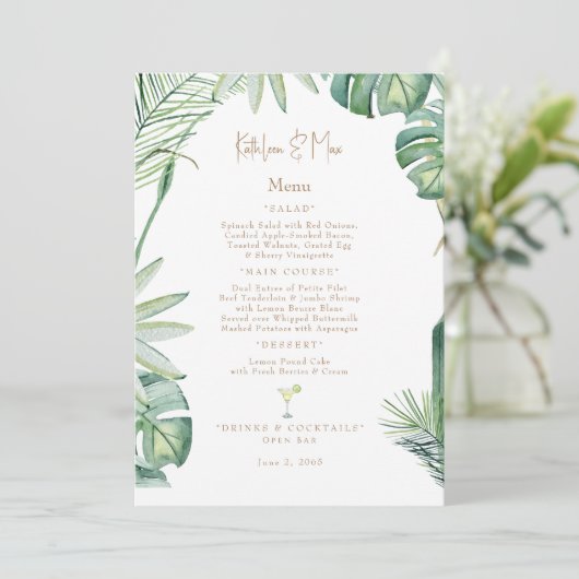 Menu de mariage tropical (Debout devant)