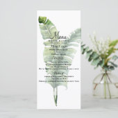Menu de mariage tropical à deux feuilles de palmie (Debout devant)