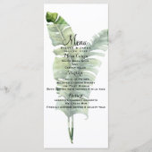 Menu de mariage tropical à deux feuilles de palmie (Devant)