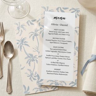 Menu de mariage tropical côtier bleu poussiéreux é