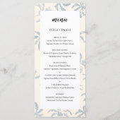 Menu de mariage tropical côtier bleu poussiéreux é (Devant)
