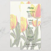 Menu de mariage Tulipes rayées rouge et jaune (Devant / Derrière)