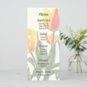 Menu de mariage Tulipes rayées rouge et jaune (Debout devant)