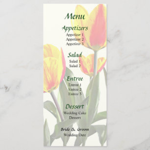 Menu de mariage Tulipes rayées rouge et jaune