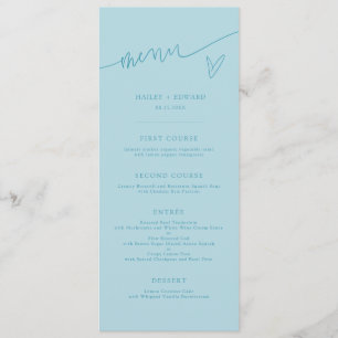 Menu de mariage turquoise écriture moderne
