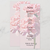 Menu de mariage Two Pink Carnations (Devant / Derrière)