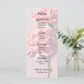 Menu de mariage Two Pink Carnations (Debout devant)