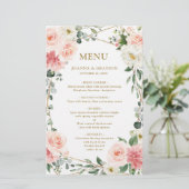 Menu de Mariage végétal géométrique rose pâle (Debout devant)